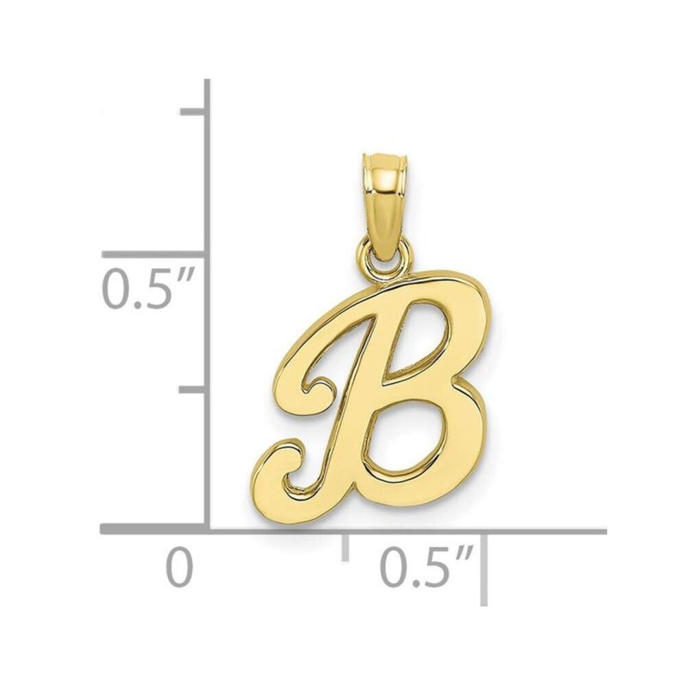 10k Yellow Gold Polished B Script Initial Charm - image 8